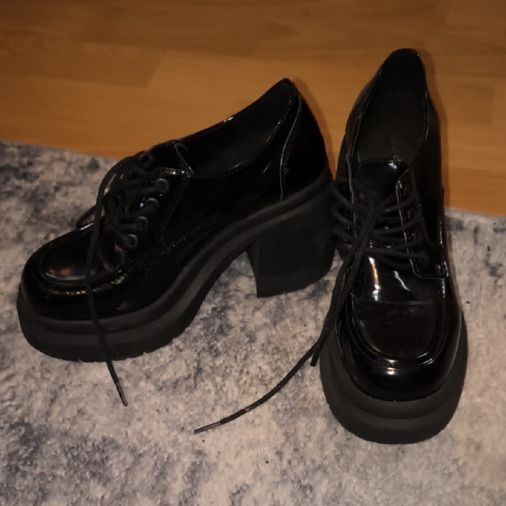 Madden Girl Glossy Black Platform Shoes